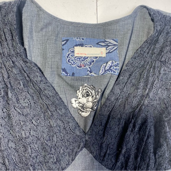 Odd Molly Uncorporated Grey Rose Print Feminine Boho Flowery Pocket Dress 3 - Picture 10 of 15